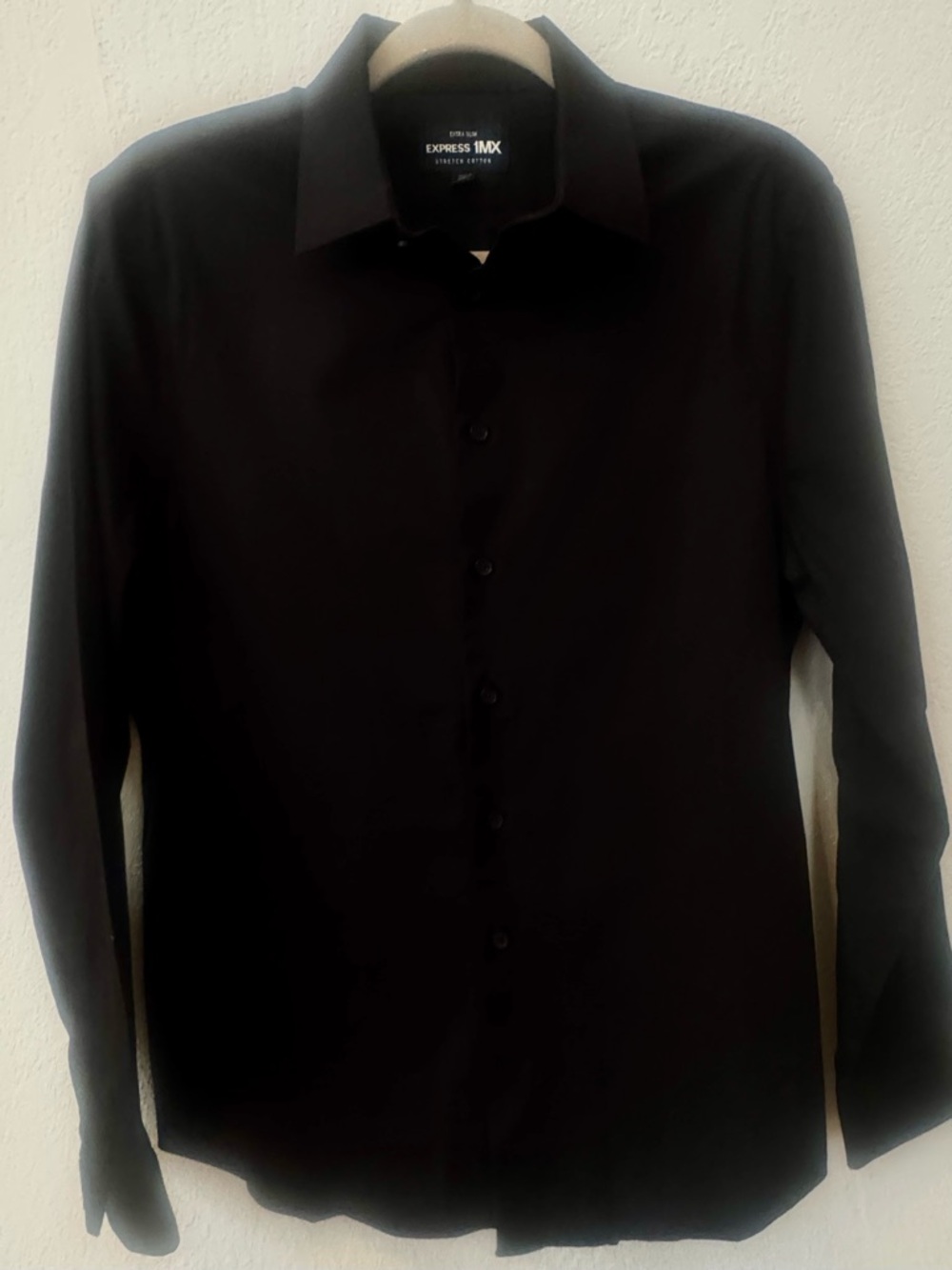 Men’s stretch cotton slim dress shirt - black by Express = perfect condition